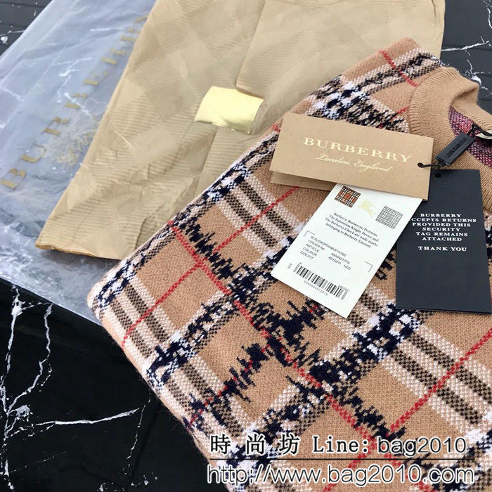 BURBERRY巴寶莉 經典款 18SS秋冬系列 經典條格塗鴉毛衣 ydi1087